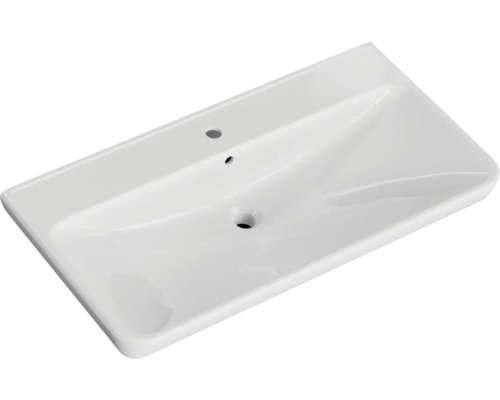 Lavabo en céramique avec trou de robinet et trop-plein