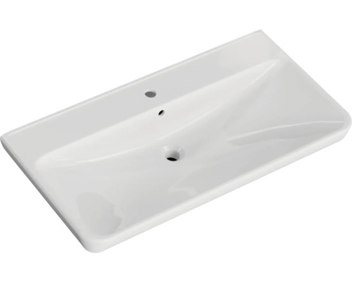 Vasque en céramique avec trou de robinet et trop-plein