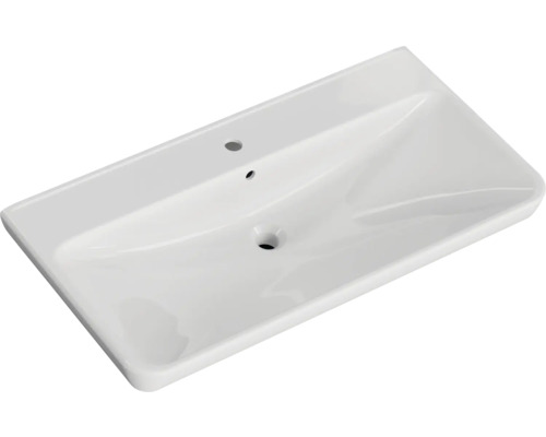 Aufsatzwaschbecken aus Keramik mit Hahnloch und Überlauf