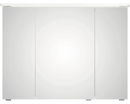 Weißer Spiegelschrank mit drei Türen