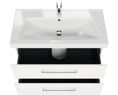 Waschtischunterschrank mit zwei Schubladen und Aufsatzwaschbecken