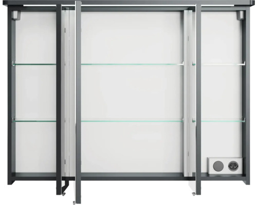 Armoire de salle de bain avec portes et étagères en verre