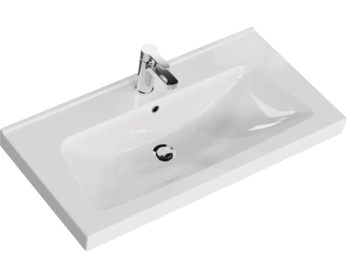 Lavabo en céramique avec robinet pour salle de bain