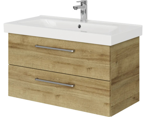 Meuble sous-lavabo avec deux tiroirs et vasque à poser