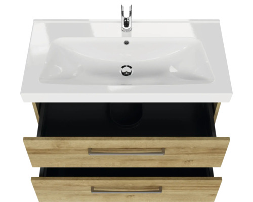 Meuble sous-lavabo avec deux tiroirs et lavabo en céramique