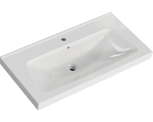 Vasque en céramique avec trou de robinet et trop-plein