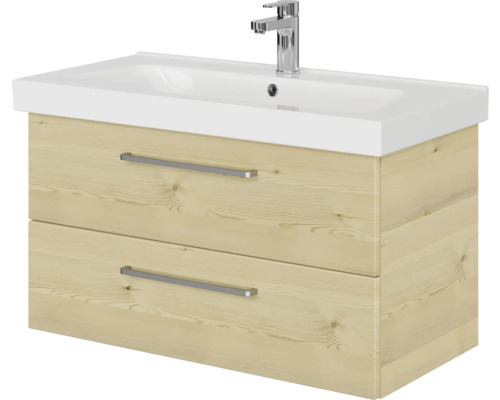 Meuble sous-lavabo avec deux tiroirs et vasque à poser