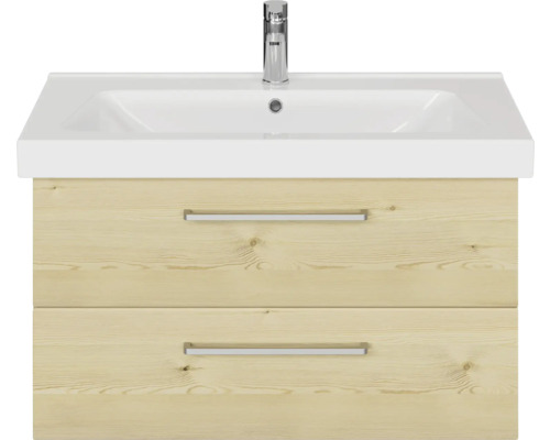 Meuble sous-lavabo avec deux tiroirs, lavabo et robinetterie