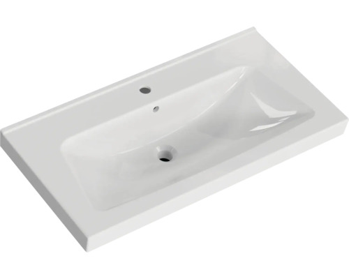 Vasque en céramique avec trou de robinet et trop-plein