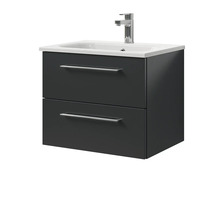 Meuble sous-lavabo avec deux tiroirs, lavabo et robinet