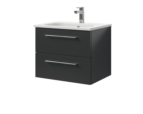 Meuble sous-lavabo avec deux tiroirs, lavabo et robinet