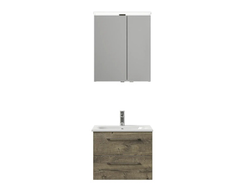 Waschtischkombination mit Spiegelschrank und zwei Schubladen