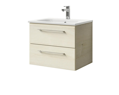 Meuble sous-lavabo avec deux tiroirs, lavabo et robinetterie