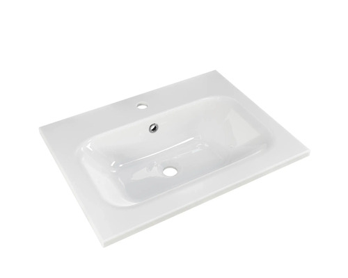 Lavabo en céramique blanche avec trou de robinet et trop-plein