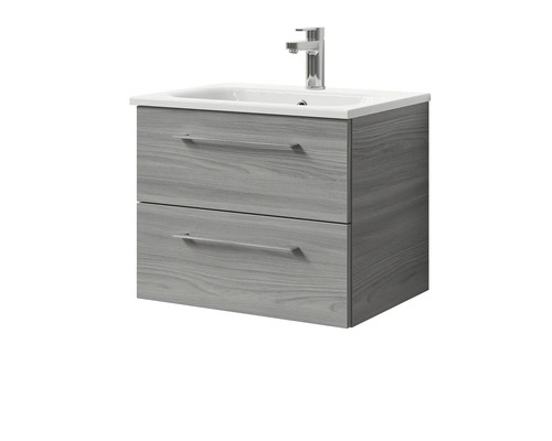 Meuble sous-lavabo avec deux tiroirs, lavabo et robinetterie
