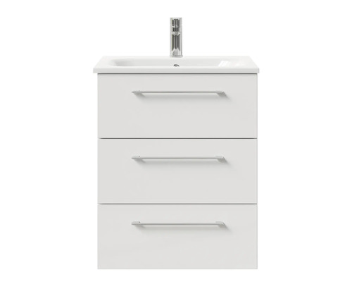 Waschtischunterschrank mit drei Schubladen und Aufsatzwaschbecken