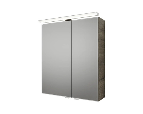 Armoire de toilette à miroir avec éclairage et deux portes pour la salle de bains