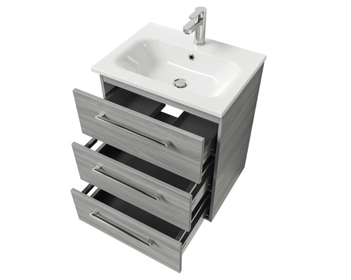Meuble sous-lavabo avec trois tiroirs et lavabo