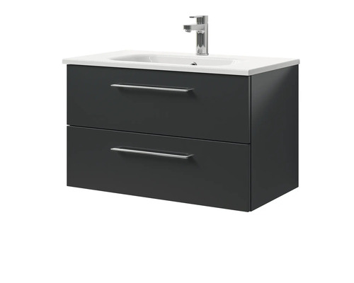 Meuble sous-lavabo avec deux tiroirs, lavabo et robinetterie