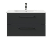 Meuble sous-vasque avec deux tiroirs, lavabo et robinet