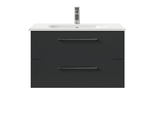 Meuble sous-vasque avec deux tiroirs, lavabo et robinet