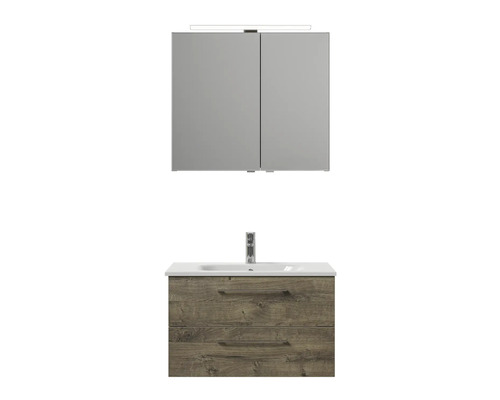 Badezimmermöbel-Set mit Spiegelschrank, Waschbecken und Unterschrank