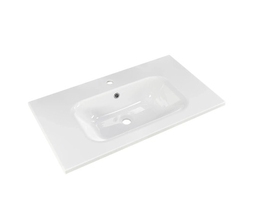 Lavabo en céramique avec trou de robinet et trop-plein