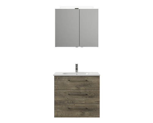 Meuble-lavabo avec armoire de toilette à miroir et trois tiroirs