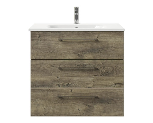 Meuble sous-lavabo avec trois tiroirs et lavabo à poser