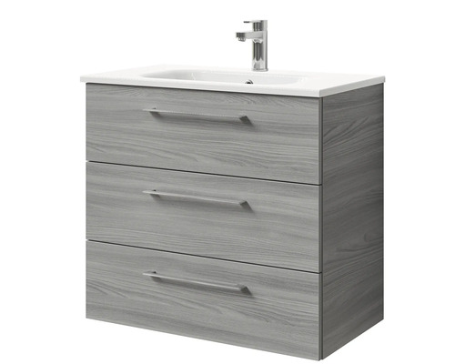 Meuble sous-lavabo avec trois tiroirs et robinet