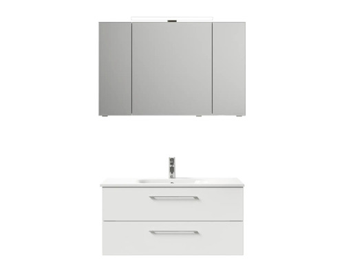 Ensemble de meubles de salle de bains avec meuble sous-lavabo, lavabo et armoire de toilette