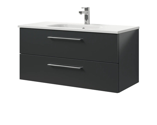 Meuble sous-vasque avec deux tiroirs, lavabo et robinet