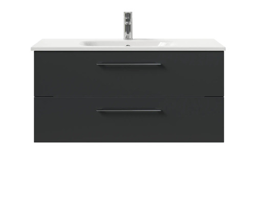 Meuble sous-lavabo avec deux tiroirs, lavabo et robinet