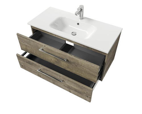 Waschtischunterschrank mit zwei Schubladen, offen