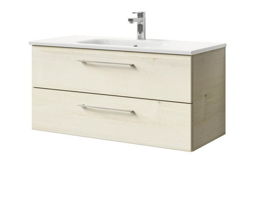 Waschbeckenunterschrank mit zwei Schubladen und Aufsatzwaschbecken