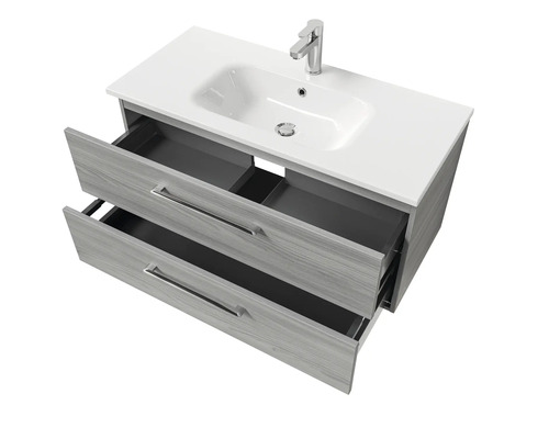 Waschtisch mit zwei offenen Schubladen, Waschtischplatte und Armatur