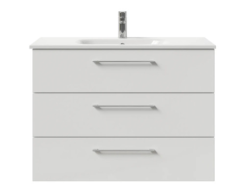 Waschbeckenunterschrank mit drei Schubladen und Armatur
