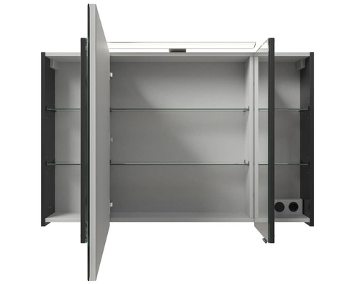 Offener Spiegelschrank mit Glasablagen