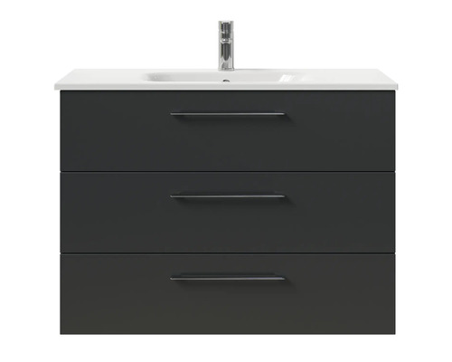 Waschbeckenunterschrank mit drei Schubladen und Armatur