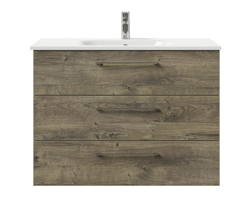 Meuble sous-lavabo avec trois tiroirs et robinetterie