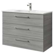 Meuble sous-lavabo avec trois tiroirs, lavabo et robinetterie