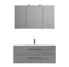 Meuble-lavabo de salle de bains avec armoire de toilette et deux tiroirs