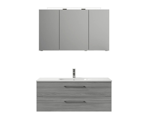 Meuble-lavabo de salle de bains avec armoire de toilette et deux tiroirs