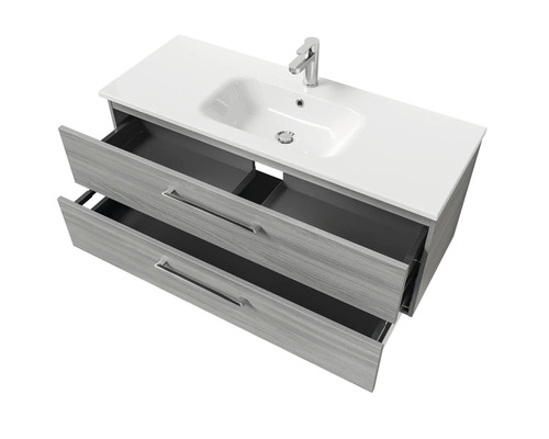 Meuble sous-vasque avec deux tiroirs, lavabo et robinetterie