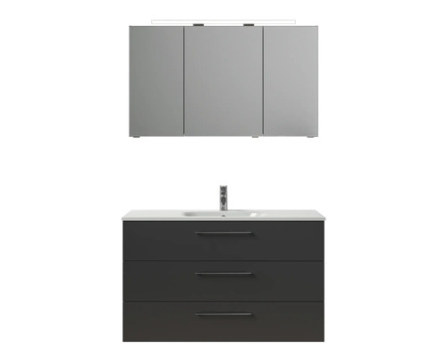 Meuble-lavabo combiné avec armoire de toilette et trois tiroirs