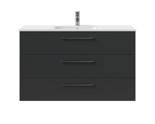 Meuble sous-lavabo avec trois tiroirs et robinet