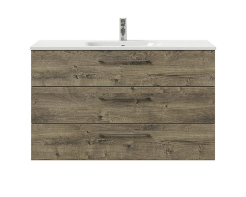 Meuble sous-lavabo avec trois tiroirs et vasque à poser