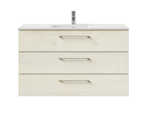 Waschtischunterschrank mit drei Schubladen und Aufsatzwaschbecken