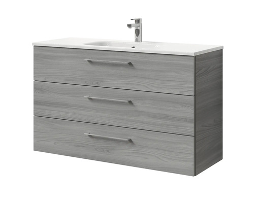 Waschtischunterschrank mit drei Schubladen, Waschbecken und Armatur