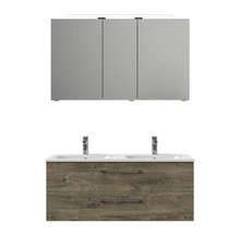 Ensemble de meubles-lavabos avec armoire de toilette, deux lavabos et deux tiroirs